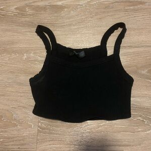 Forever 21 Black Ribbed Crop Top Size S